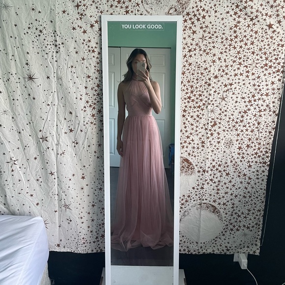 Blush Tulle Halter maxi dress - Picture 2 of 3